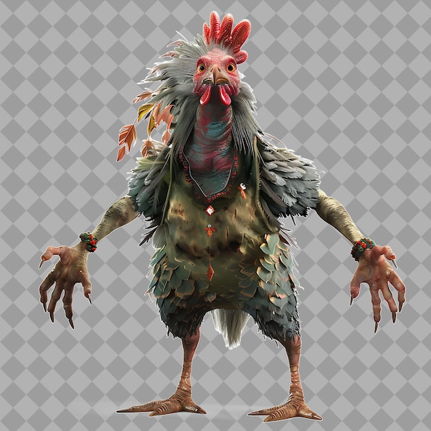 PSD female werechicken chicken little style creature with half h isolated high quality character render