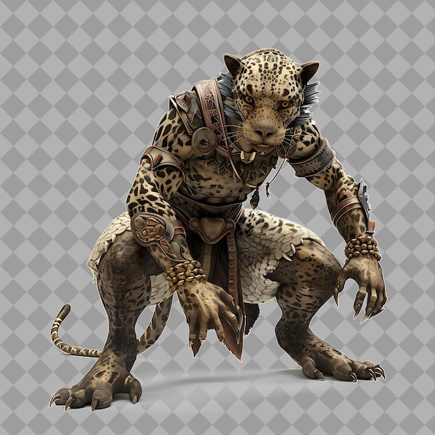 Female Werejaguar Mayan Mythology Style Creature With Half H Isolated High Quality Character Render