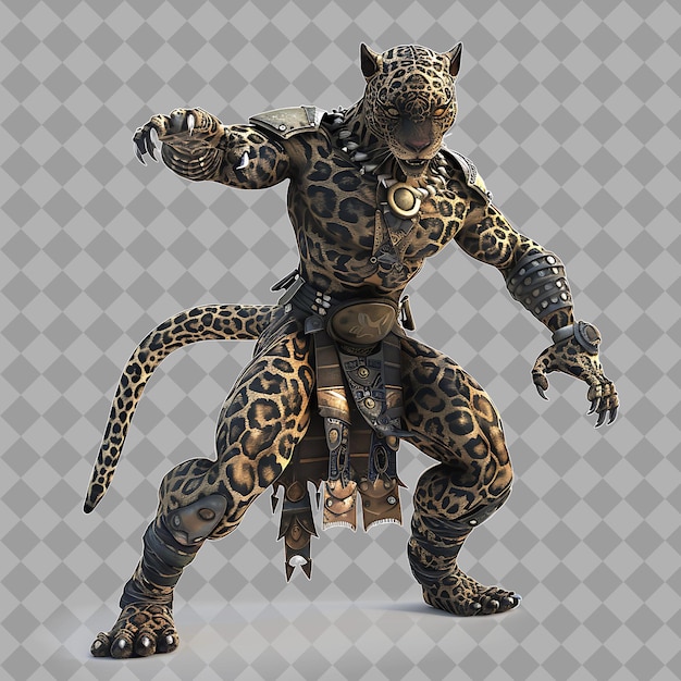 Female Werejaguar Mayan Mythology Style Creature With Half H Isolated High Quality Character Render