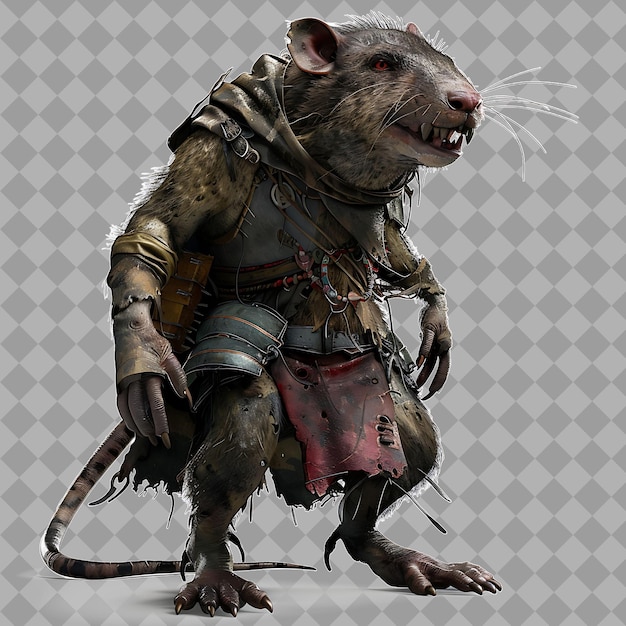 Female Wererat the Rat King Style Creature With Half Human H Isolated High Quality Character Render