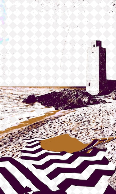 PSD ferragosto scene in sardinia with a beach and a traditional italy culture illustration design