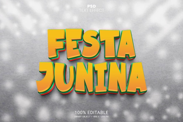 Festa Junina 3D PSD Editable Text Effect Design