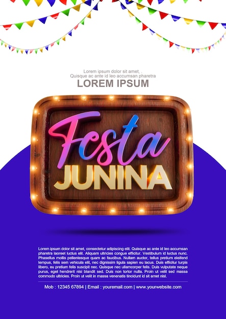 Festa Junina 3D Rendered Concept Template with transparent background