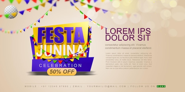 Festa Junina 3D Rendered Concept Template with transparent background