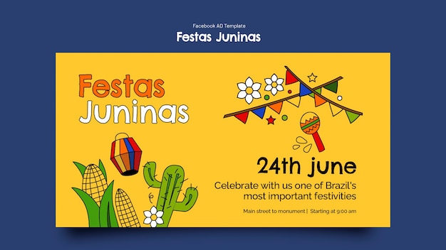 Festas juninas celebration facebook template