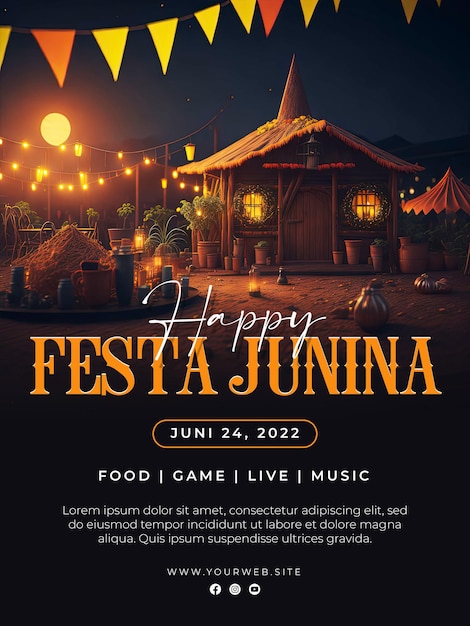 Festas Juninas vertical poster template