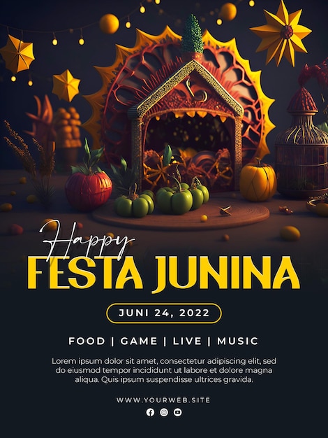 Festas Juninas vertical poster template