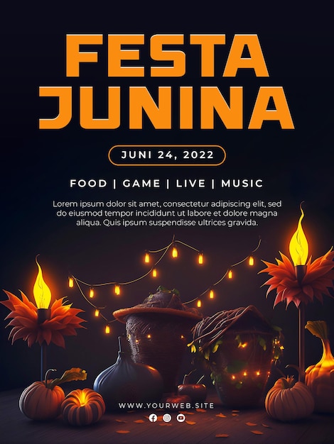 Festas Juninas vertical poster template