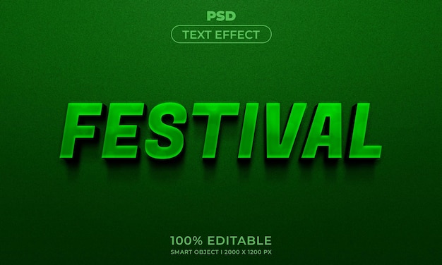 Festival 3d editable text effect style with background