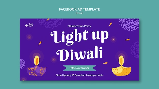 Festival of lights celebration facebook template