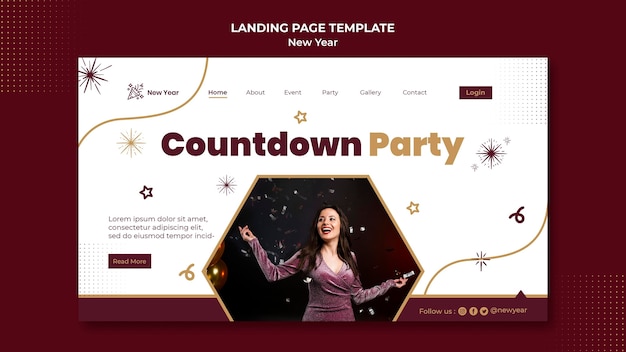 PSD festive new year landing page template