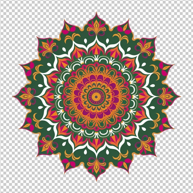 PSD festive rangoli with intricate mandala patterns isolated