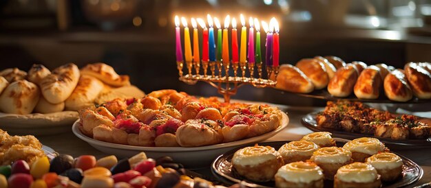 PSD a festive table spread for hanukkah celebration