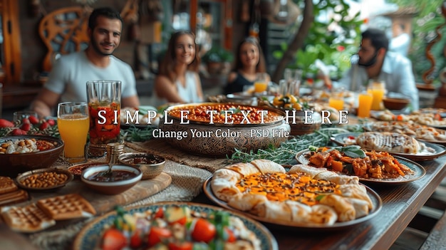 A Festive Table Spread with Friends and Delicious Cuisine