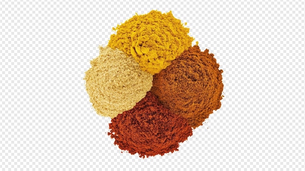 PSD a few different spices are on a white background