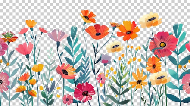 a field of flowers with a background of flowers