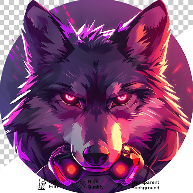 Fierce Wolf Esports Mascot Illustration on Transparent Background