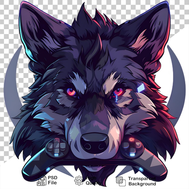 Fierce Wolf Esports Mascot Illustration on Transparent Background