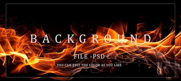 PSD fiery abstract flames on black background