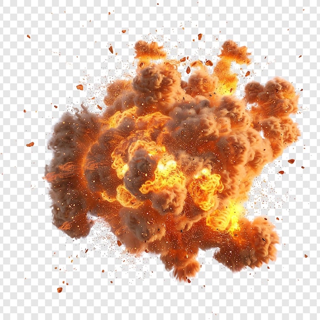 PSD fiery explosion with smoke and debris