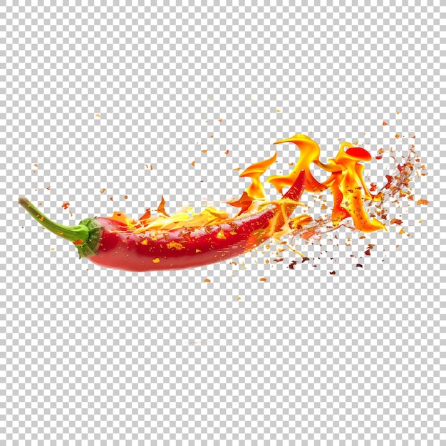 PSD fiery red chili pepper isolated on transparent background