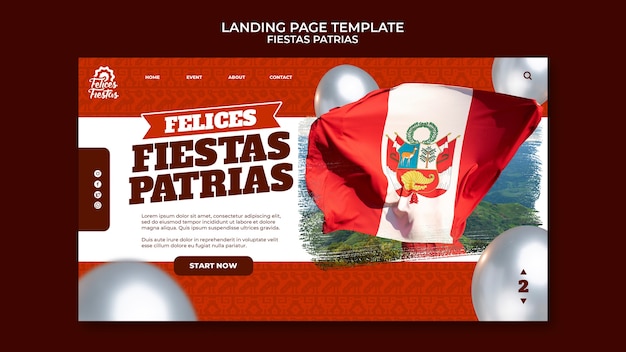 Fiestas patrias landing page template with balloons design