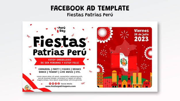 PSD fiestas patrias peru facebook invitation