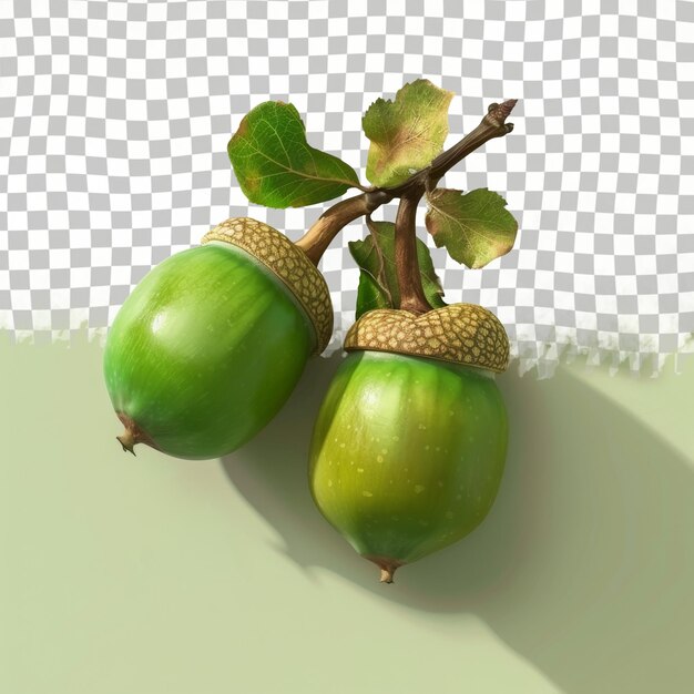 PSD a fig on a branch with a green fruit on it