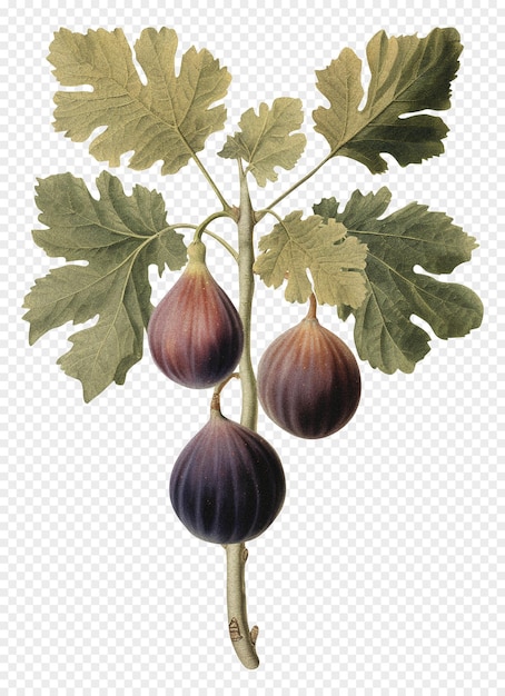 PSD fig fruit isolated on transparent background old botanical illustration