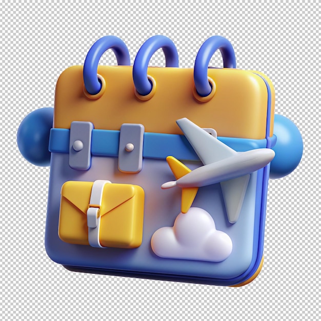 PSD fight schedule travel and airport icon 3d render object illustration