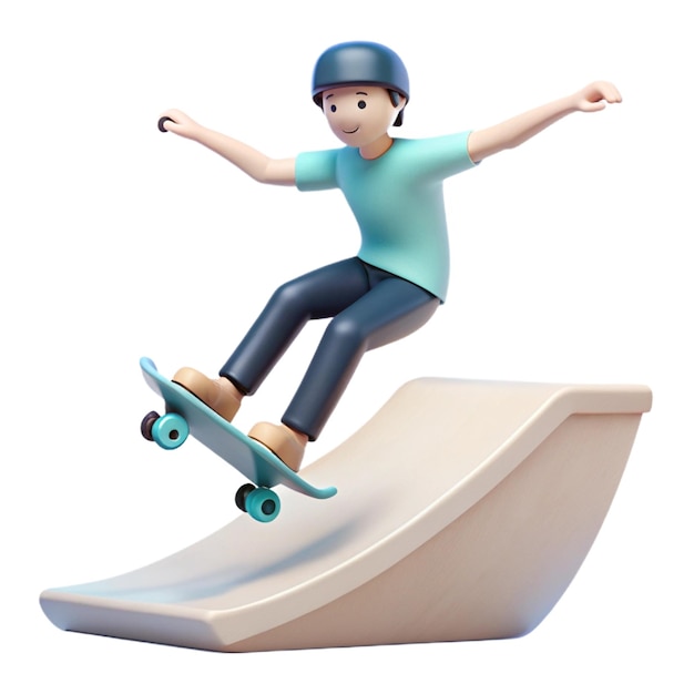 a figure on a skateboard with a blue shirt and a blue shirt