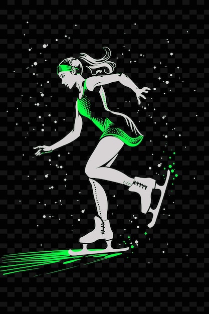 Figure Skater Performing Routine With Skates and Costume Wi illustration Flat 2D Sport Backgroundt