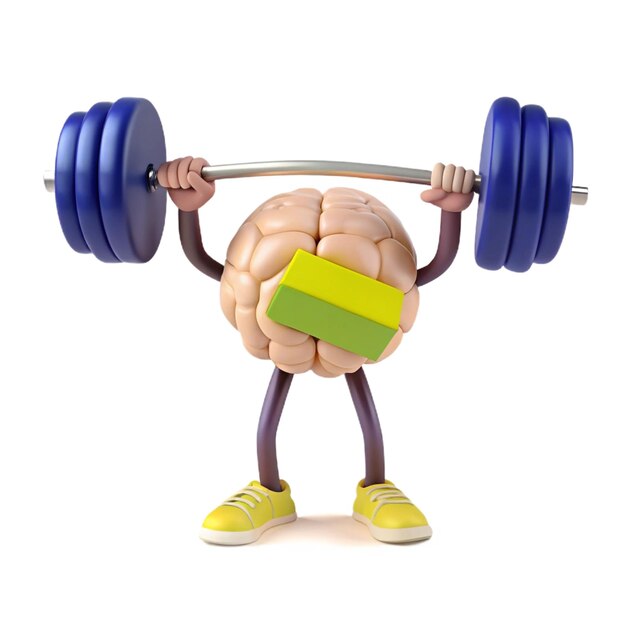 a figure with a barbell that says quot brain quot on it