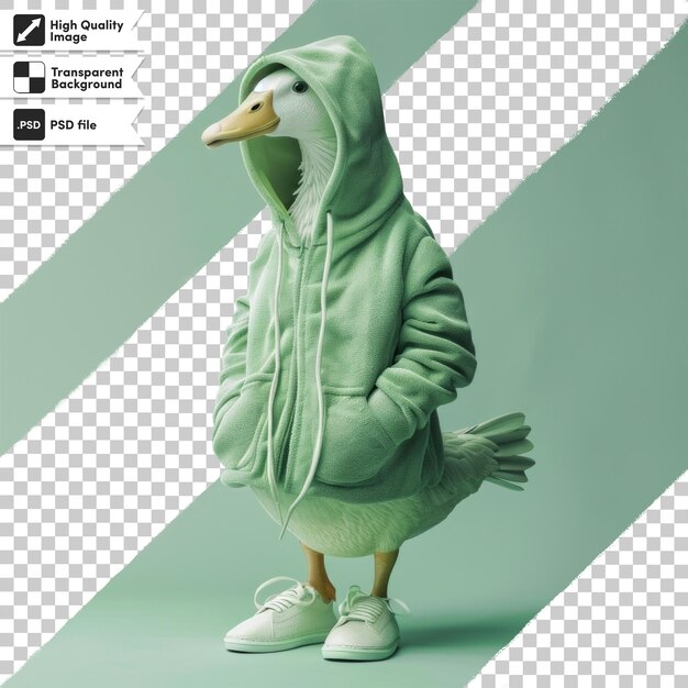 PSD a figure with a hoodie on it that says quot the duck quot