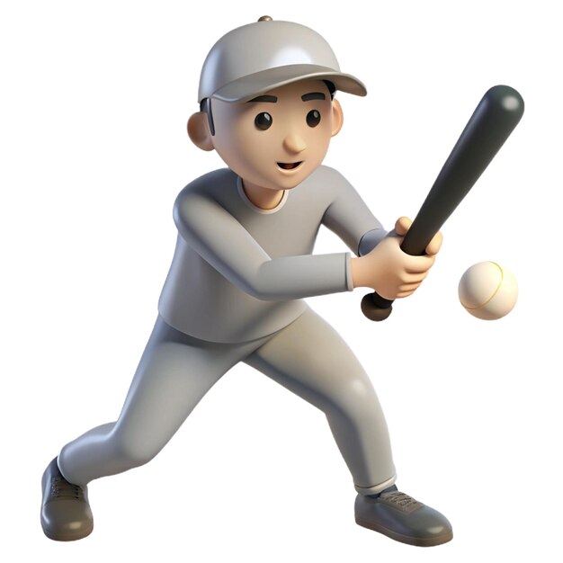 PSD a figurine of a baseball player with a bat and ball