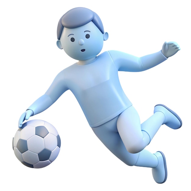 PSD a figurine of a boy playing soccer with a soccer ball