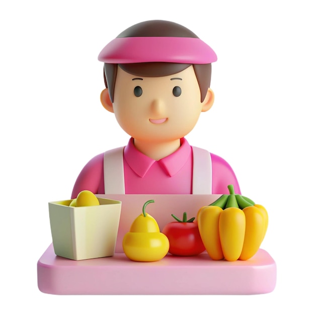 PSD a figurine of a chef wearing a pink apron and a pink hat