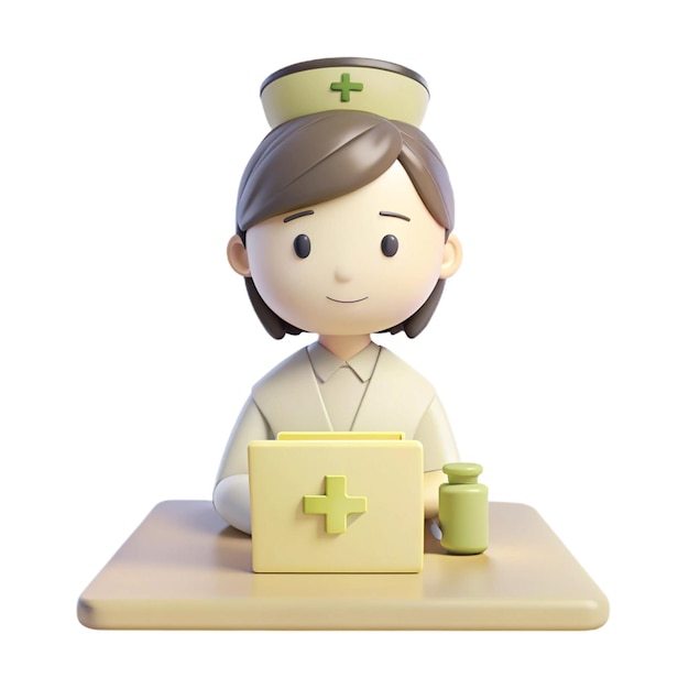 a figurine of a doctor with a medical card on it