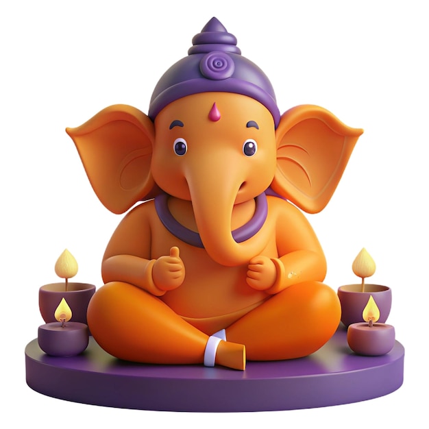 PSD a figurine of an elephant with candles in front of it