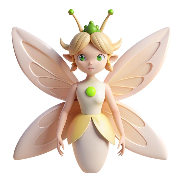 a figurine of a fairy with a green crown on her head