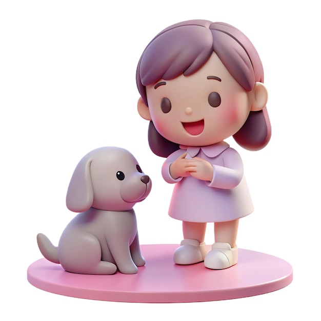 PSD a figurine of a girl and a dog on a table