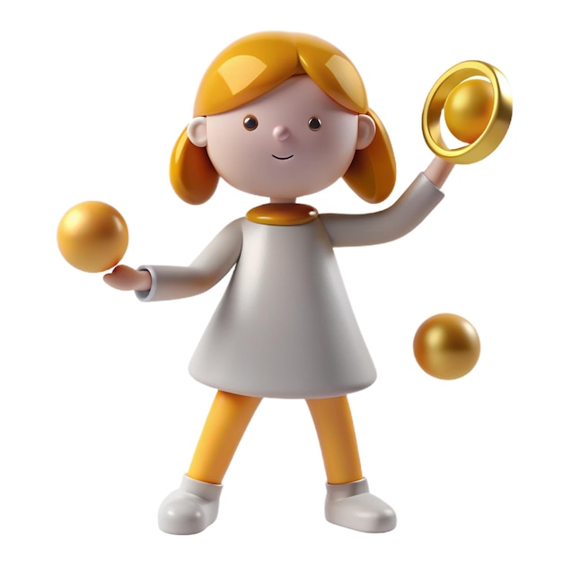 a figurine of a girl holding golden eggs