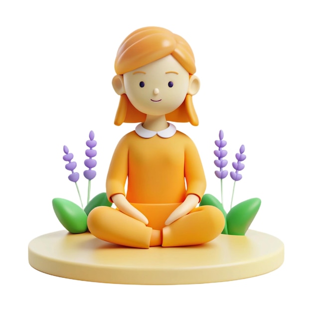 PSD a figurine of a girl sitting in the lotus position