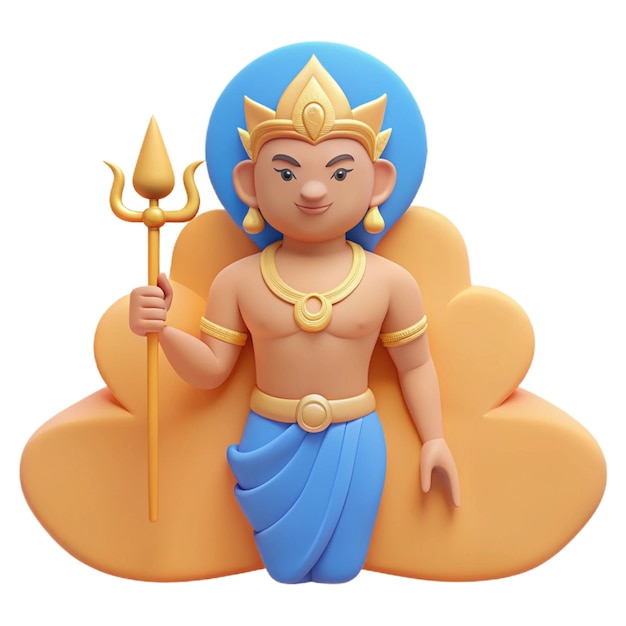 a figurine of a god sitting in an orange chair