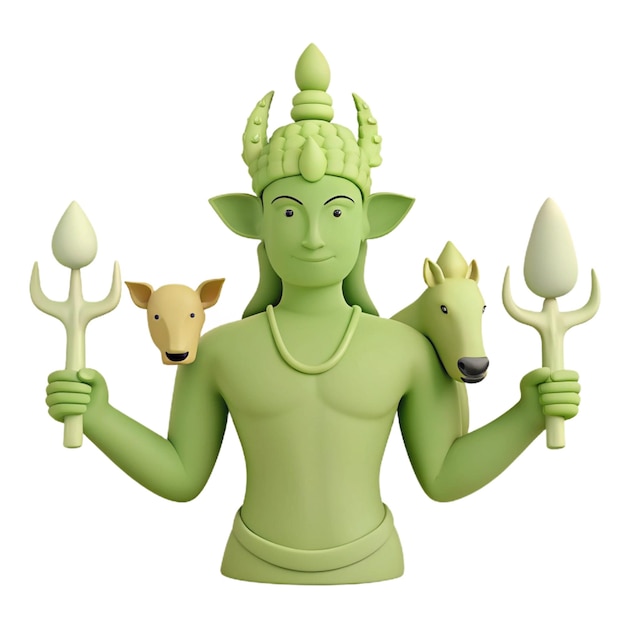 PSD a figurine of a god with a goat and a goat on his head