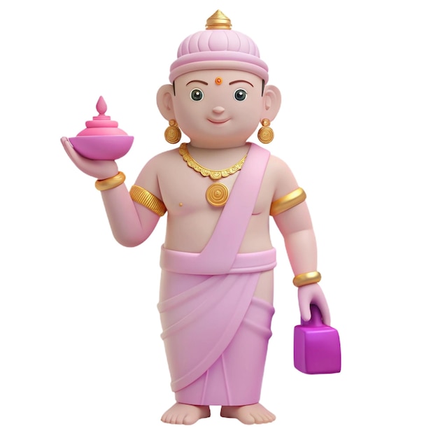 a figurine of a god with a pink pot in his hand