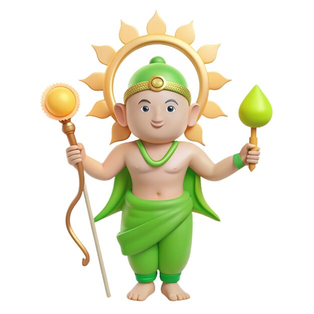 PSD a figurine of a god with a sunflower on his head