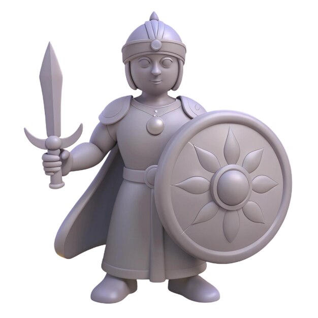 PSD a figurine of a knight holding a shield with a shield and shield on it