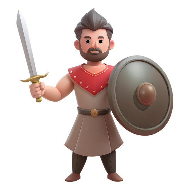 a figurine of a knight holding a shield with a shield and shield