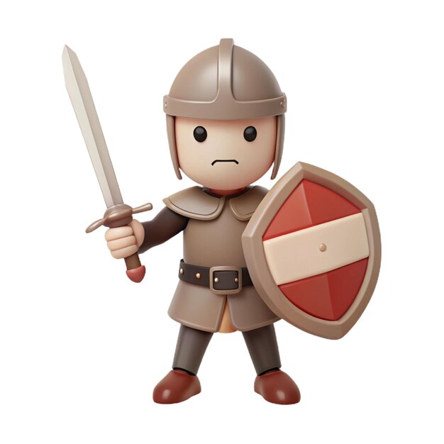 PSD a figurine of a knight holding a shield with a sword